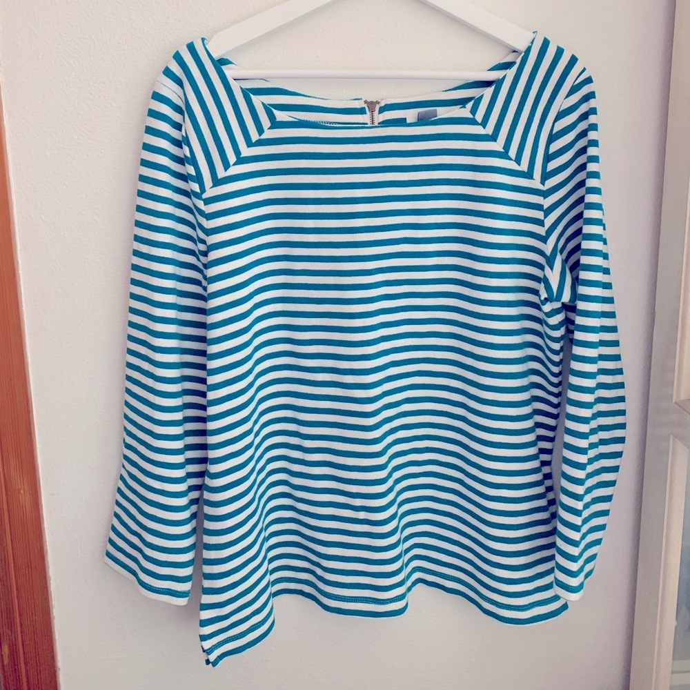 Old navy boat neck turquoise stripe shirt sz L